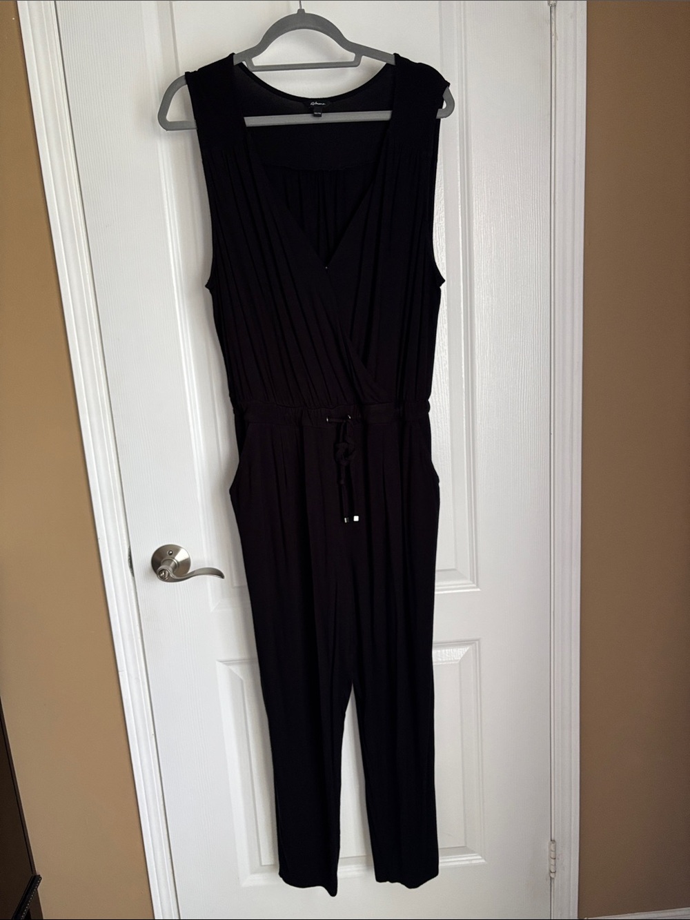 Reitmans Black Sleeveless Wrap Jumpsuit with Drawstring